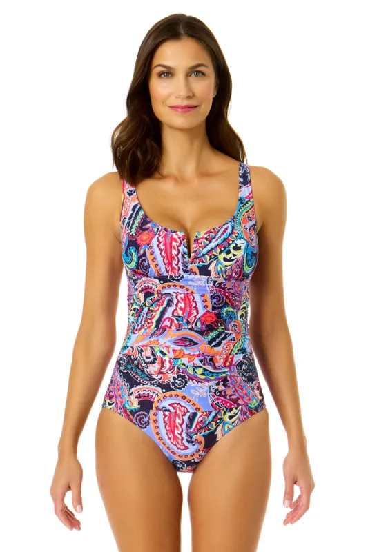 Women's Paisley Parade V-Wire One Piece Swimsuit sold by Anne Cole
