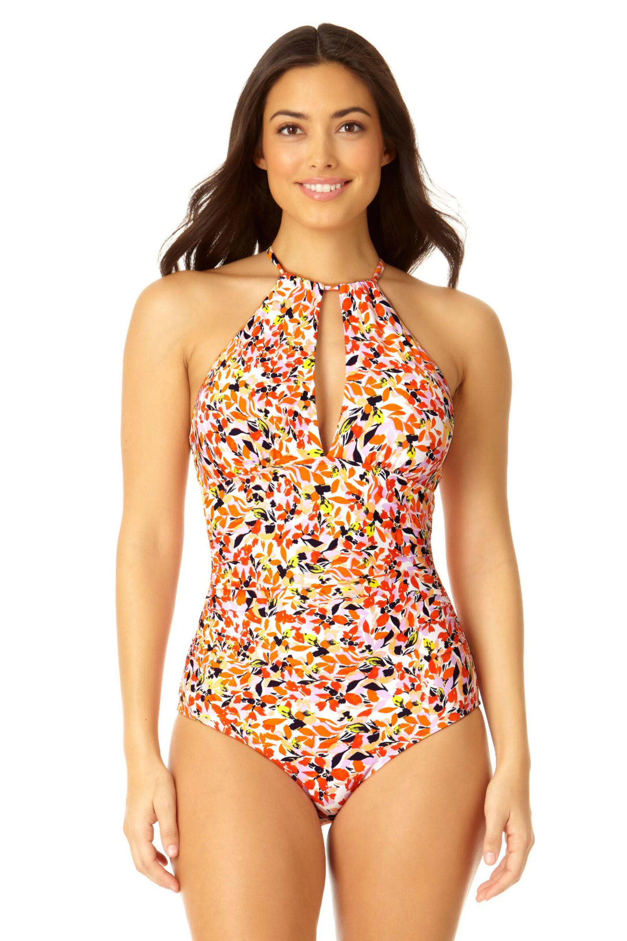 Anne Cole - Women's High Neck With Ruffled Straps One Piece Swimsuit sold by Anne Cole
