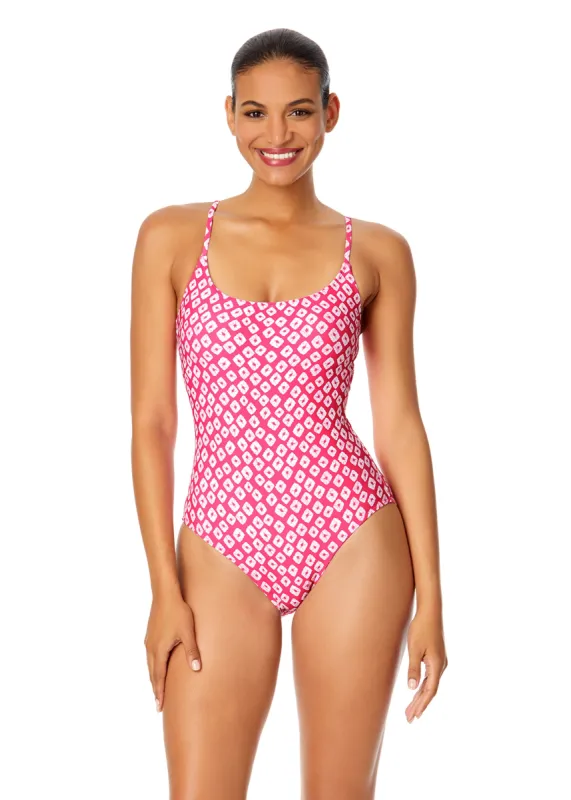 Women's Shibori Geo Classic Lingerie Maillot One Piece Swimsuit sold by Anne Cole