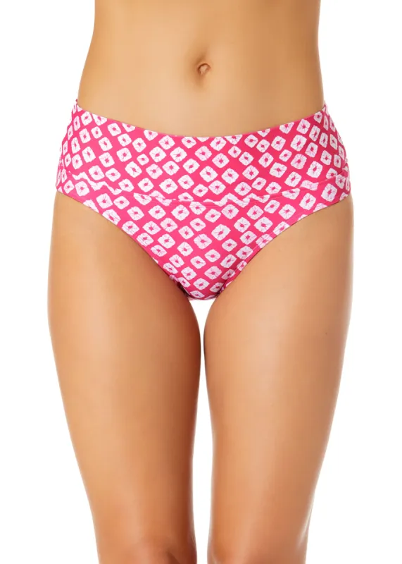Women's Shibori Geo Soft Band Mid Rise Bikini Swim Bottom sold by Anne Cole