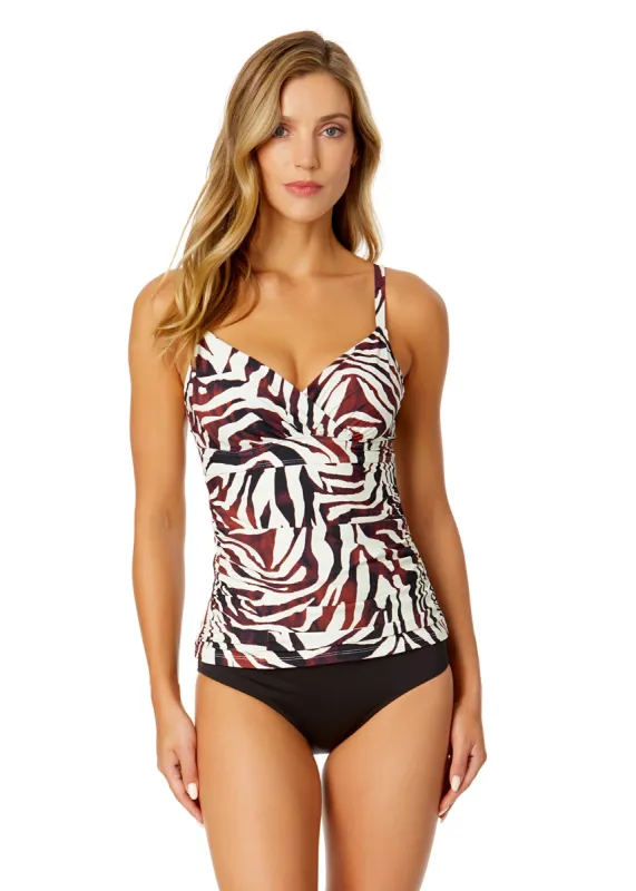 Women's Tiger Dance Twist Front Underwire Tankini Swim Top sold by Anne Cole