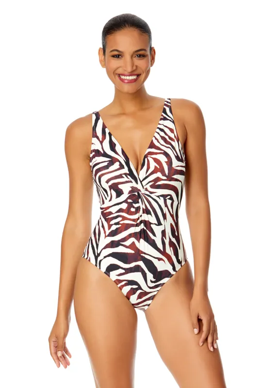 Women's Tiger Dance Plunge Twist One Piece Swimsuit sold by Anne Cole