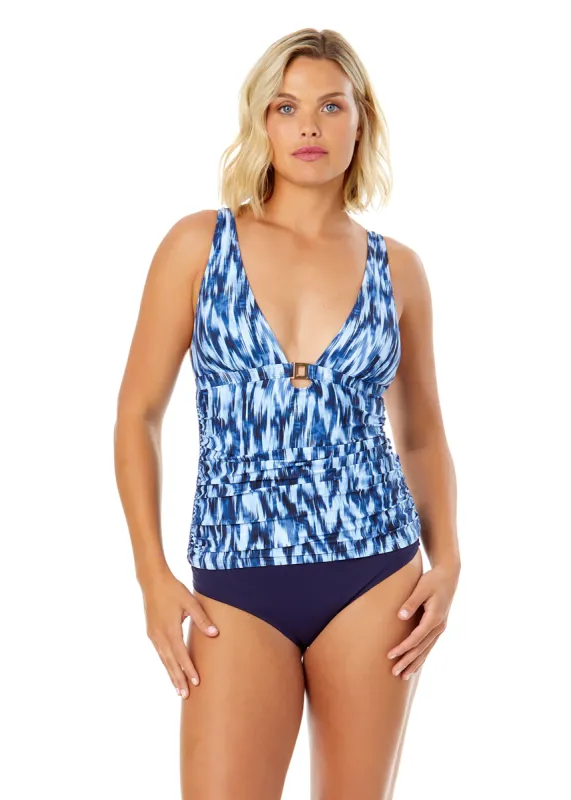 Women's Tie Dye Ikat Ring Plunge Tankini Swim Top made by Anne Cole