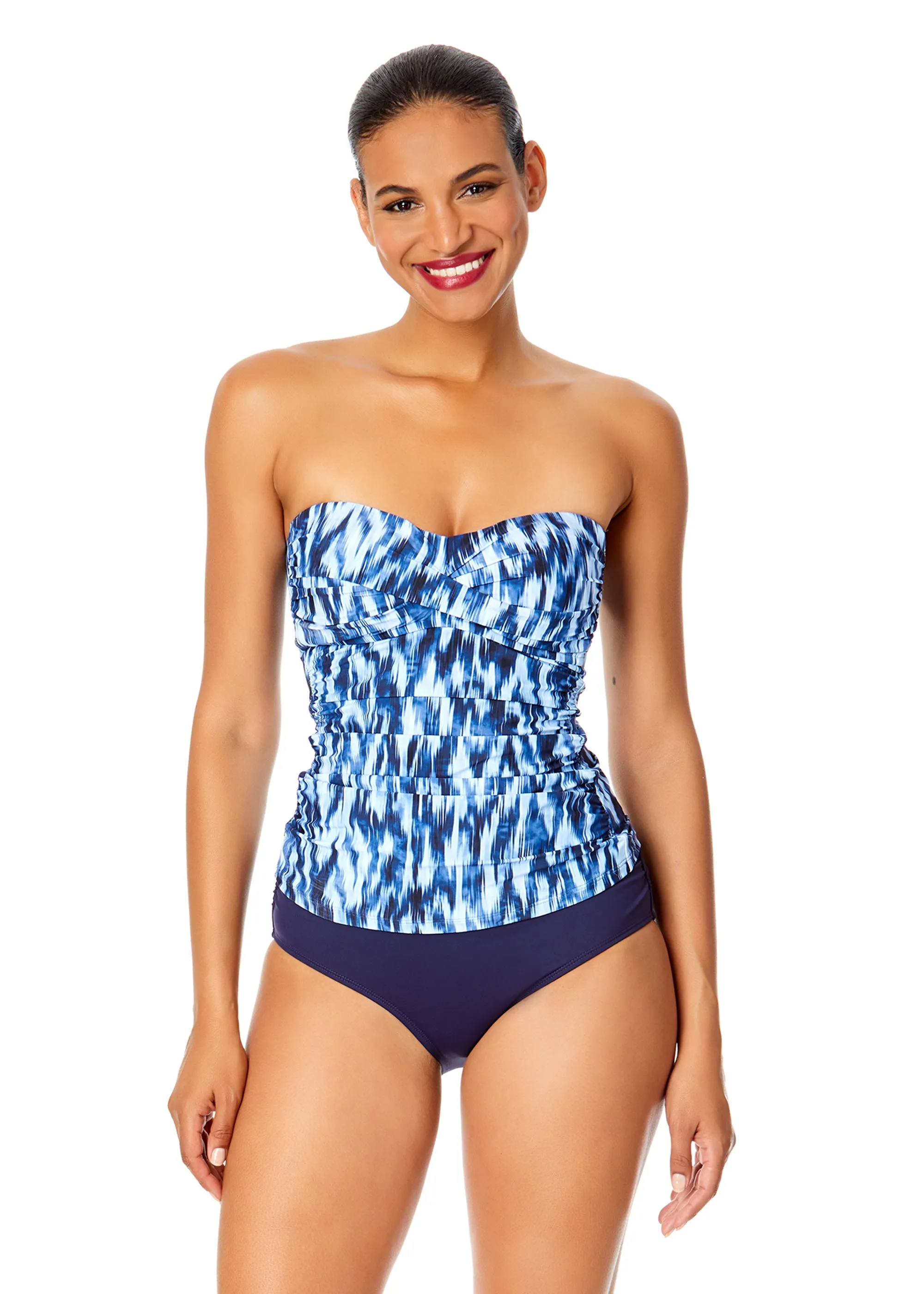 Women's Tie Dye Ikat Twist Front Bandeaukini Swim Top sold by Anne Cole