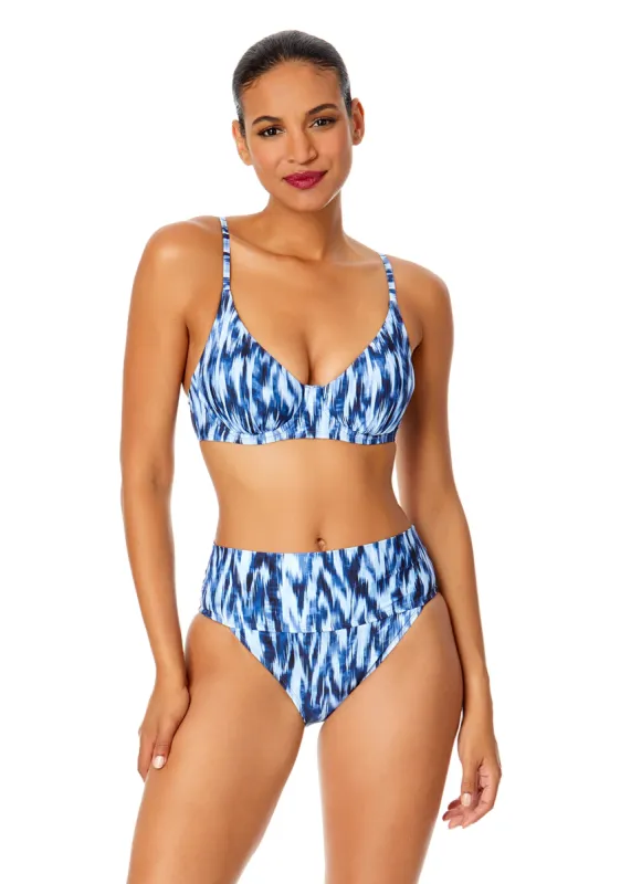 Women's Tie Dye Ikat Elongated Triangle Underwire Bikini Swim Top made by Anne Cole