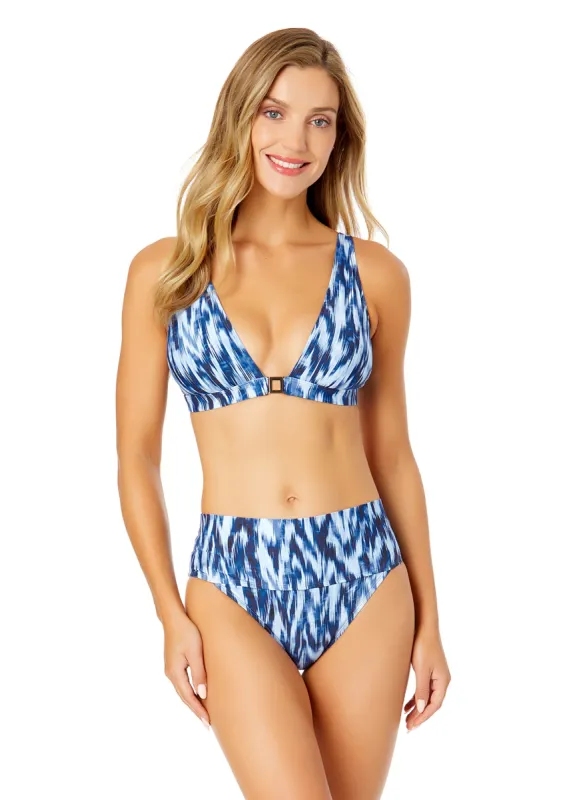 Women's Tie Dye Ikat Ring Plunge Triangle Bikini Swim Top sold by Anne Cole
