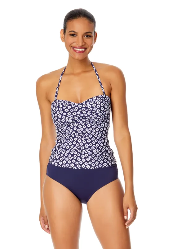 Women's Shibori Geo Twist Front Bandeaukini Swim Top made by Anne Cole