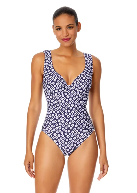 Women's Shibori Geo Underwire Panel One Piece Swimsuit sold by Anne Cole