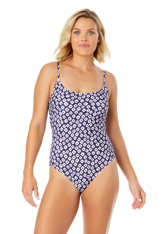 Women's Shibori Geo Classic Lingerie Maillot One Piece Swimsuit sold by Anne Cole