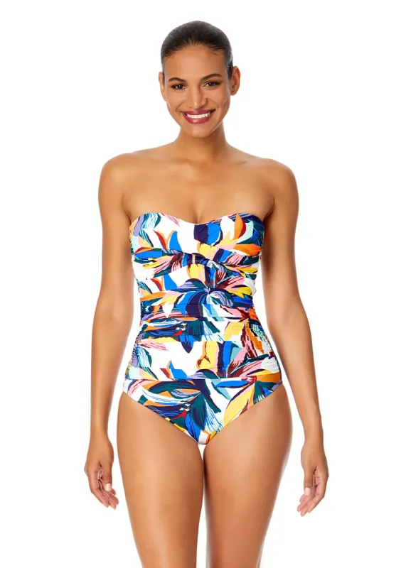 Women's Riviera Floral Twist Front Shirred One Piece Swimsuit sold by Anne Cole