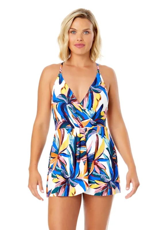 Women's Riviera Floral Swim Dress With Skirted Bottom sold by Anne Cole
