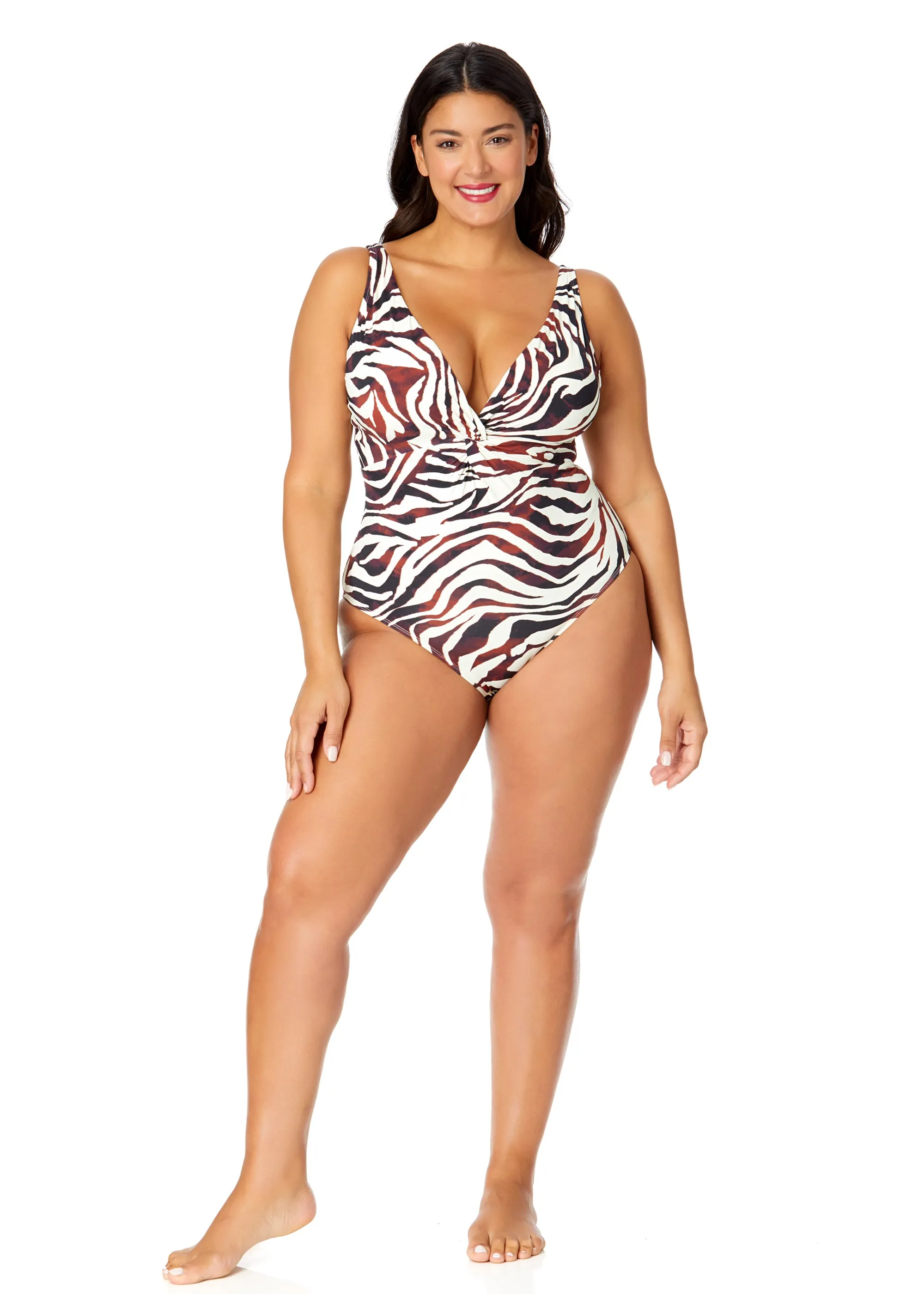 Women's Plus Tiger Dance Plunge Twist One Piece Swimsuit sold by Anne Cole product image thumbnail 3