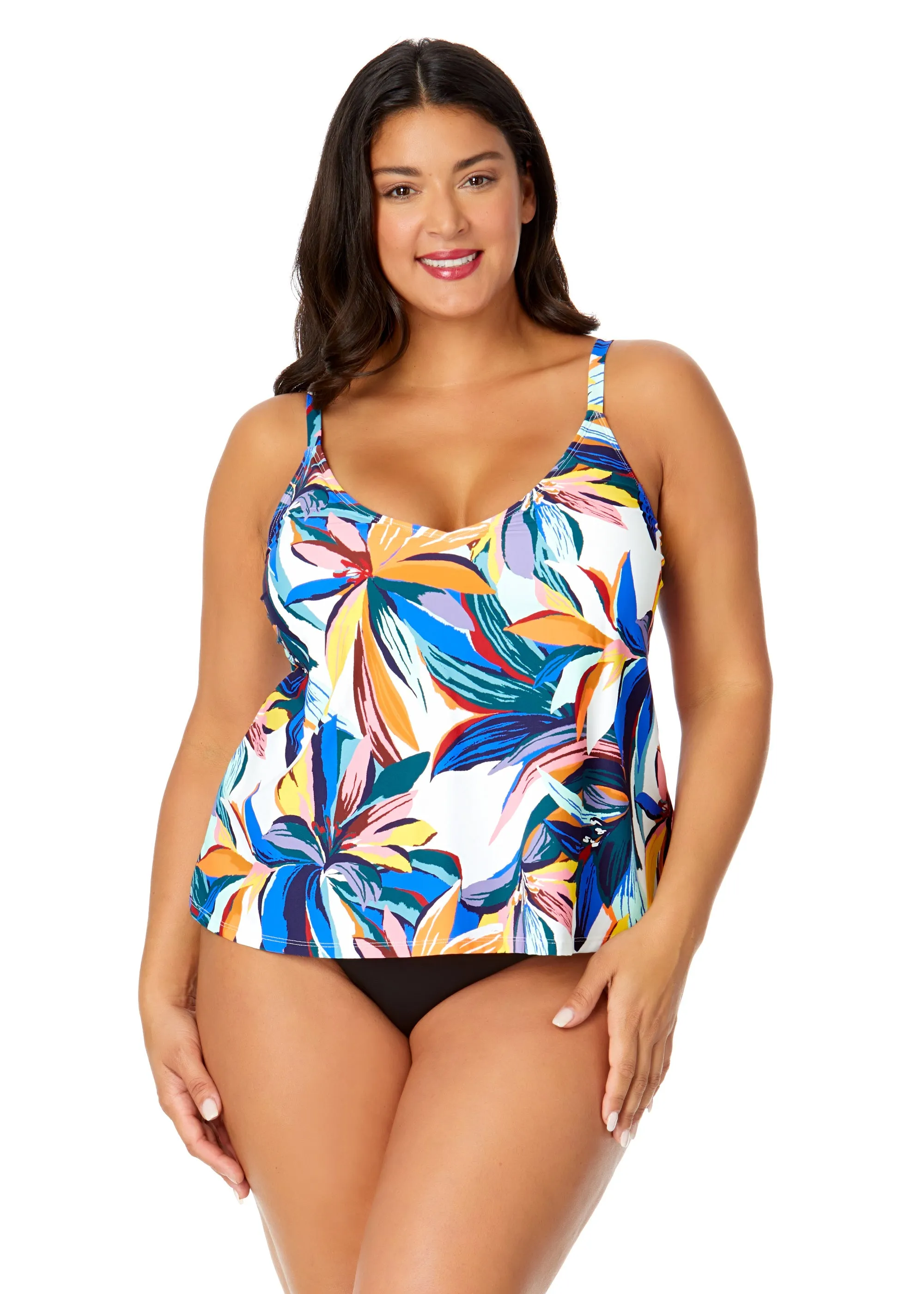 Women's Plus Riviera Floral Easy Triangle Tankini Swim Top sold by Anne Cole