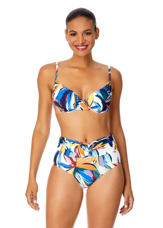 Women's Riviera Floral Shirred Underwire Bikini Swim Top made by Anne Cole