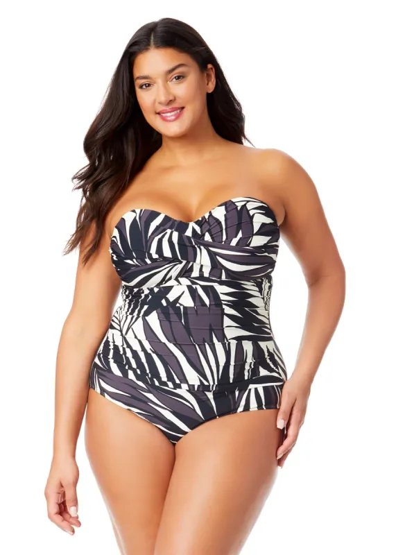 Women's Plus Palm Chic Twist Front Shirred One Piece Swimsuit sold by Anne Cole