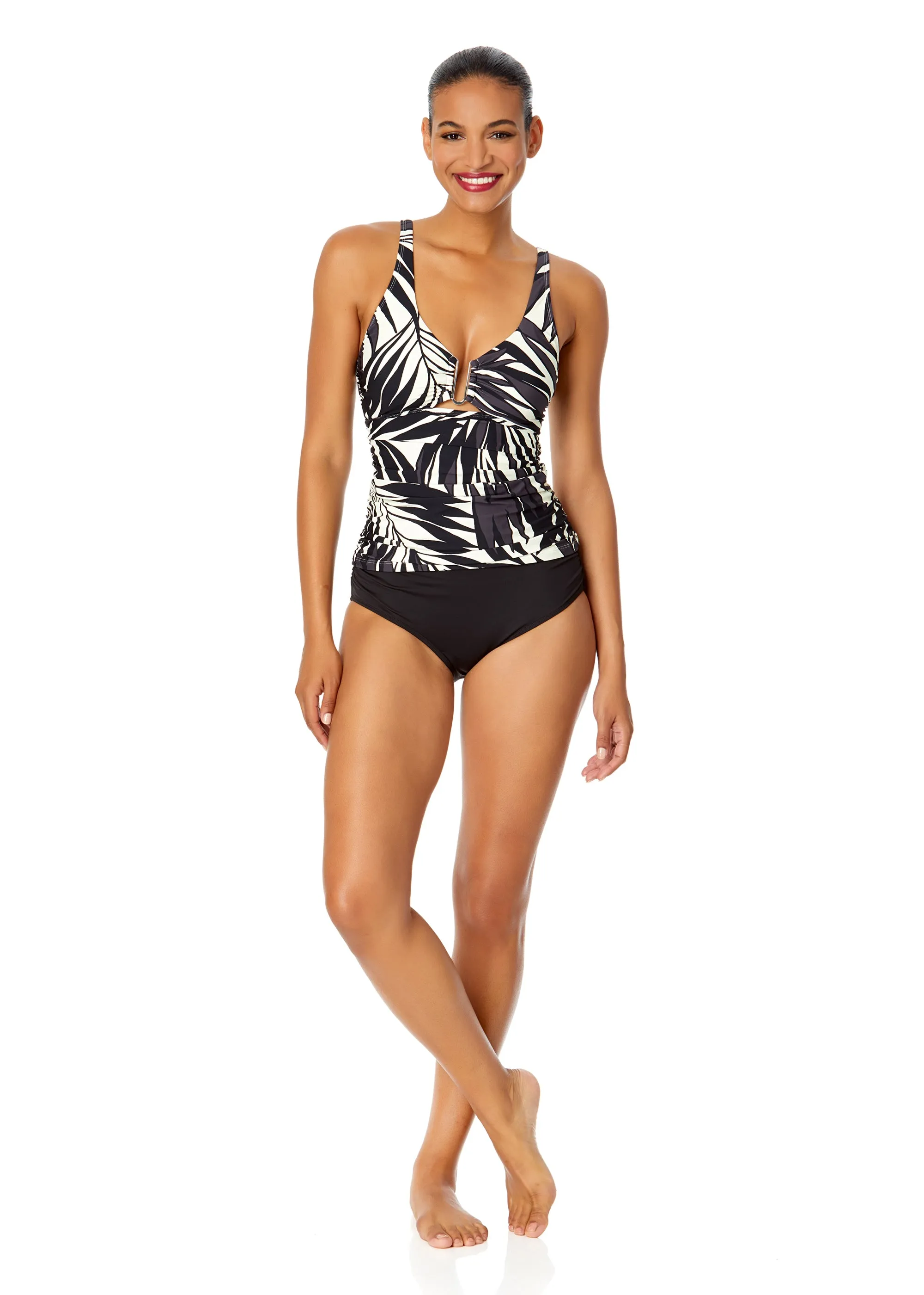 Women's Palm Chic Ring Front Tankini Swim Top sold by Anne Cole product image thumbnail 4