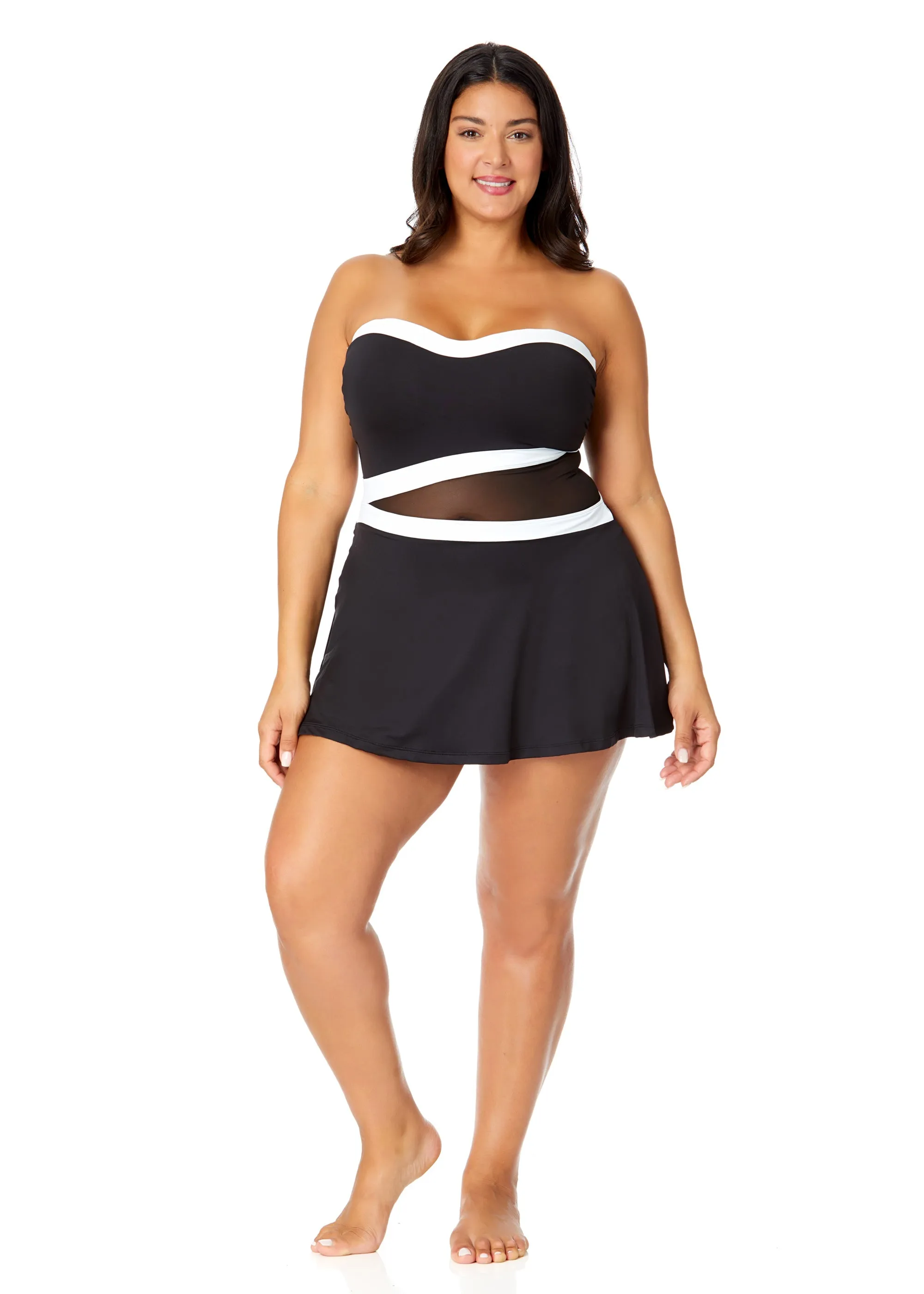 Women's Plus Mesh Around Paneled Strapless Mesh Swim Dress sold by Anne Cole product image thumbnail 3
