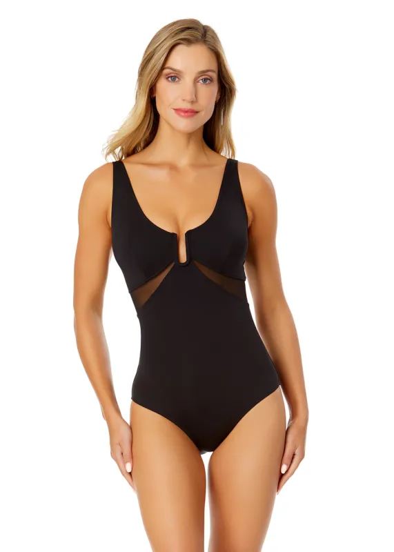 Women's Mesh Around U Ring Mesh Insert One Piece Swimsuit sold by Anne Cole