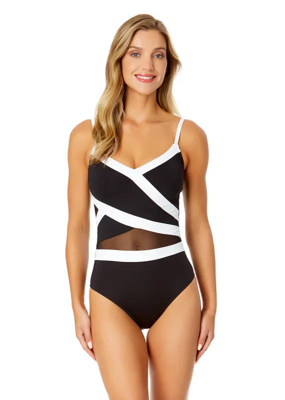 Women's Mesh Around Mesh Insert One Piece Swimsuit sold by Anne Cole