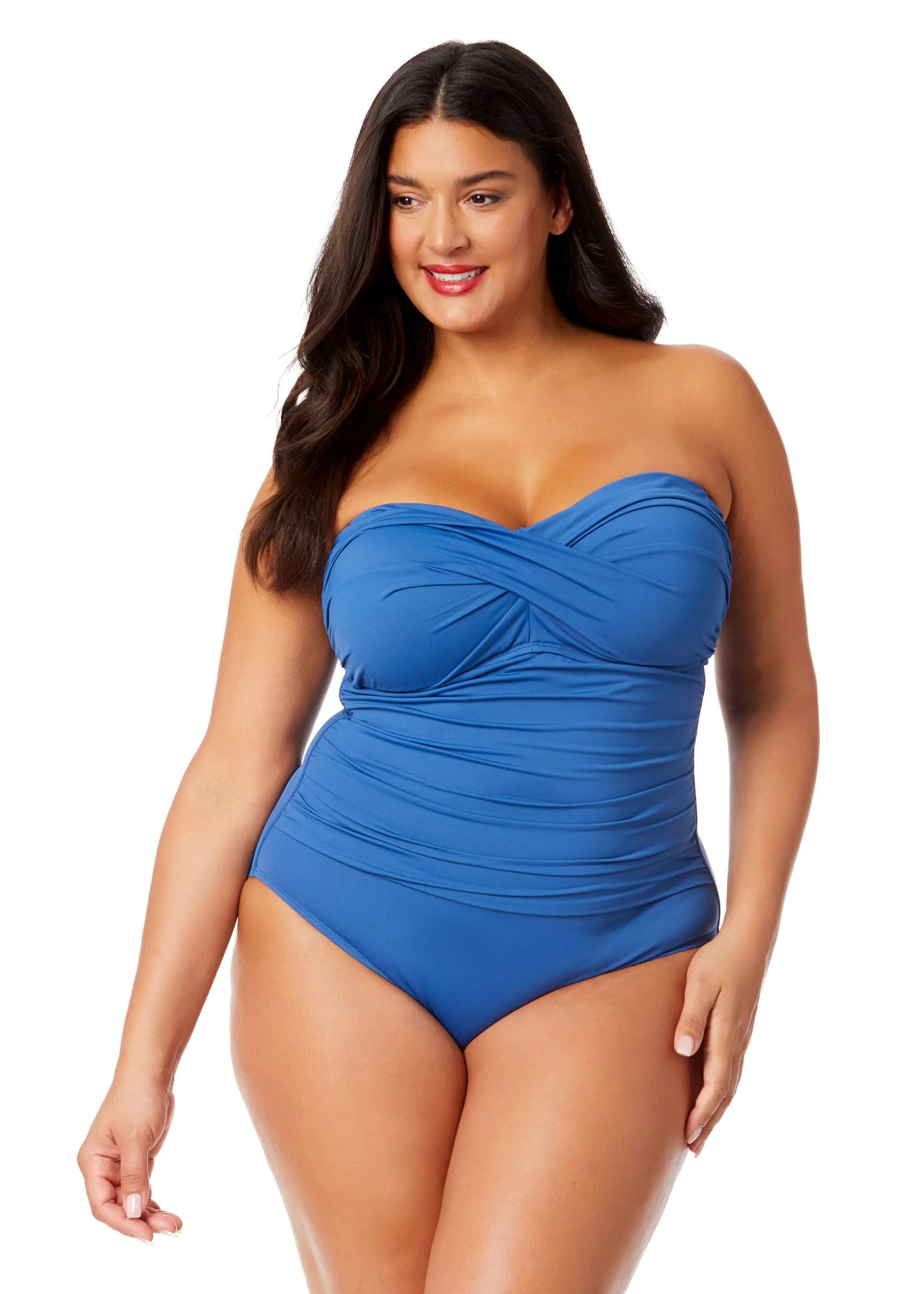 Women's Plus Live In Color Twist Front Shirred One Piece Swimsuit sold by Anne Cole