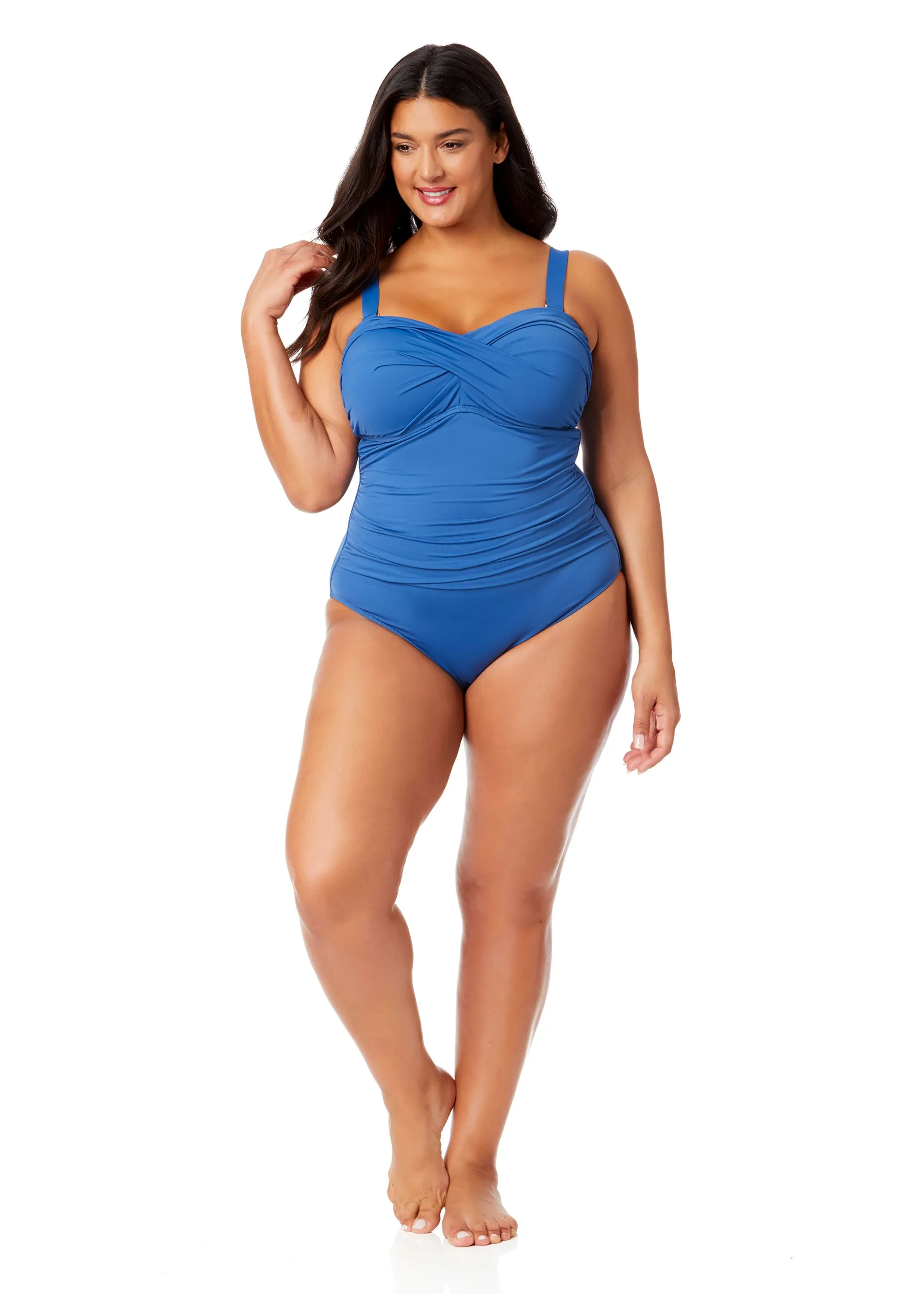 Women's Plus Live In Color Twist Front Shirred One Piece Swimsuit sold by Anne Cole product image thumbnail 4
