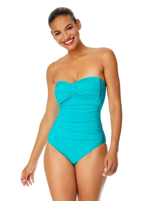 Women's Live In Color Twist Front Shirred One Piece Swimsuit sold by Anne Cole
