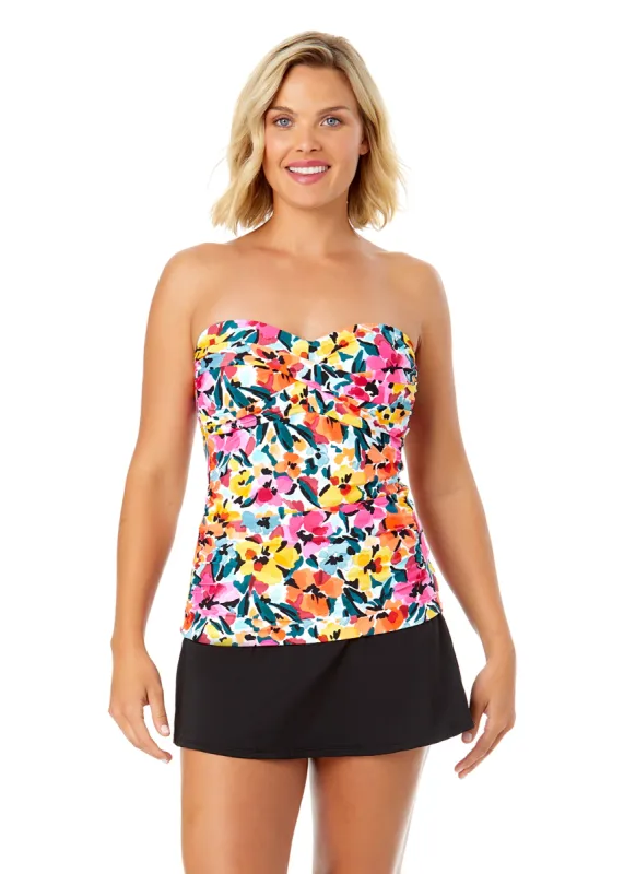 Women's Gradient Floral Twist Front Bandeaukini Swim Top sold by Anne Cole