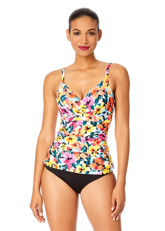 Women's Gradient Floral Twist Front Underwire Tankini Swim Top sold by Anne Cole