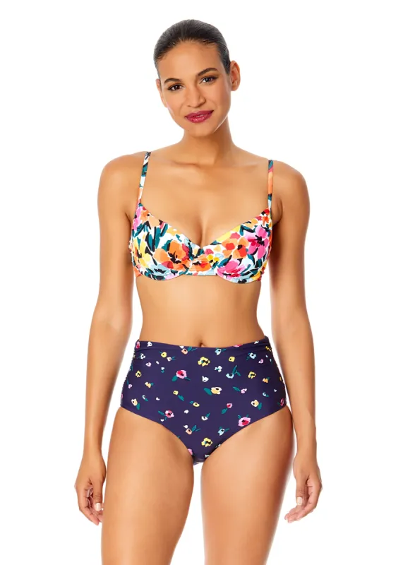 Women's Gradient Floral Shirred Underwire Bikini Swim Top made by Anne Cole
