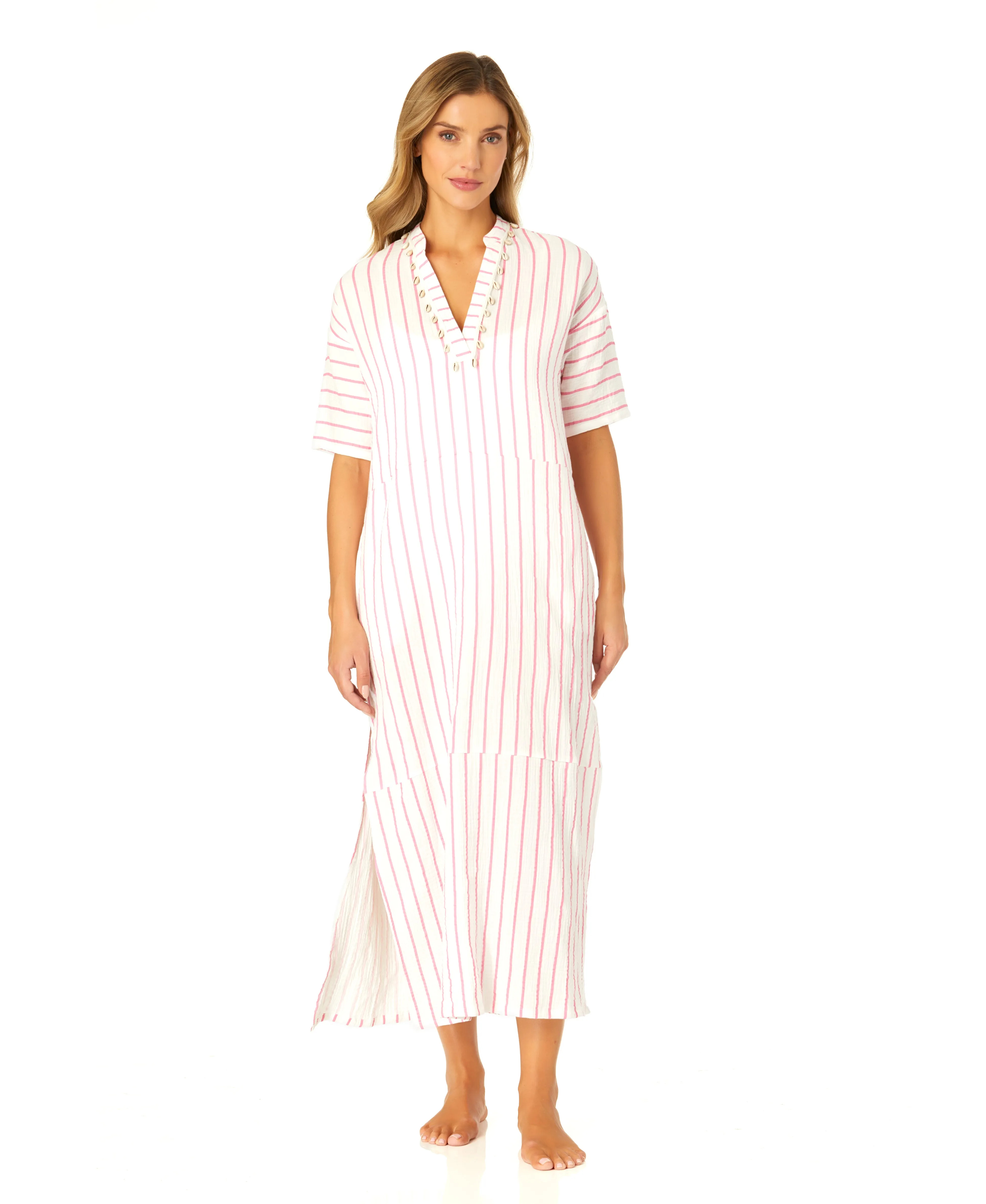 Women's Maxi Dress With Side Slits And Shell Details Cover Up sold by Anne Cole product image thumbnail 4