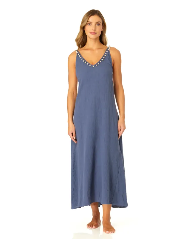 Women's V Neck Braided Shell Strap Cover Up made by Anne Cole