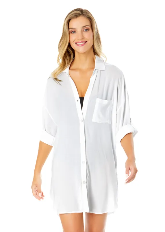 Women's Live In Color Button Down Shirt Swimsuit Cover Up sold by Anne Cole