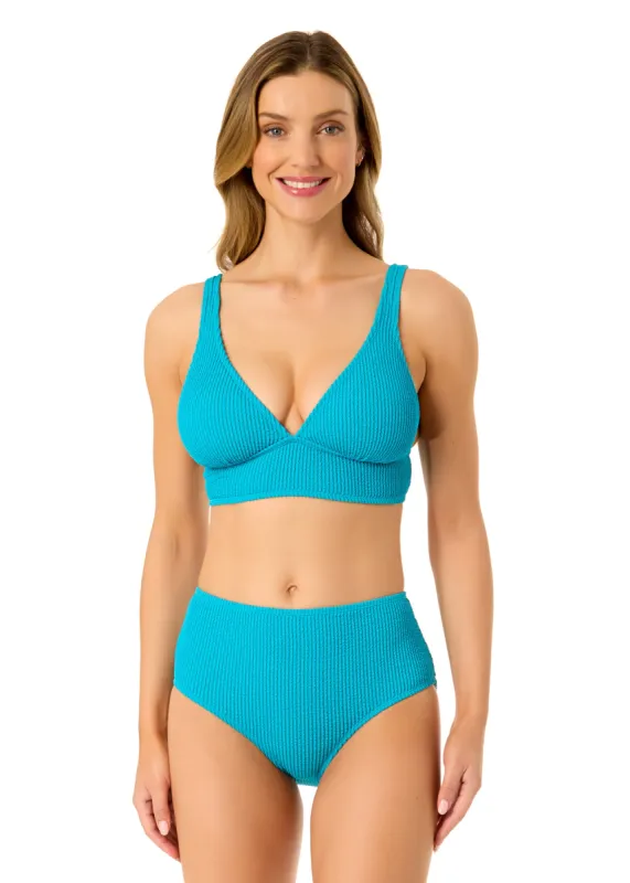 Women's Live In Color Textured Shirred Soft Band Bralette Bikini Swim Top sold by Anne Cole