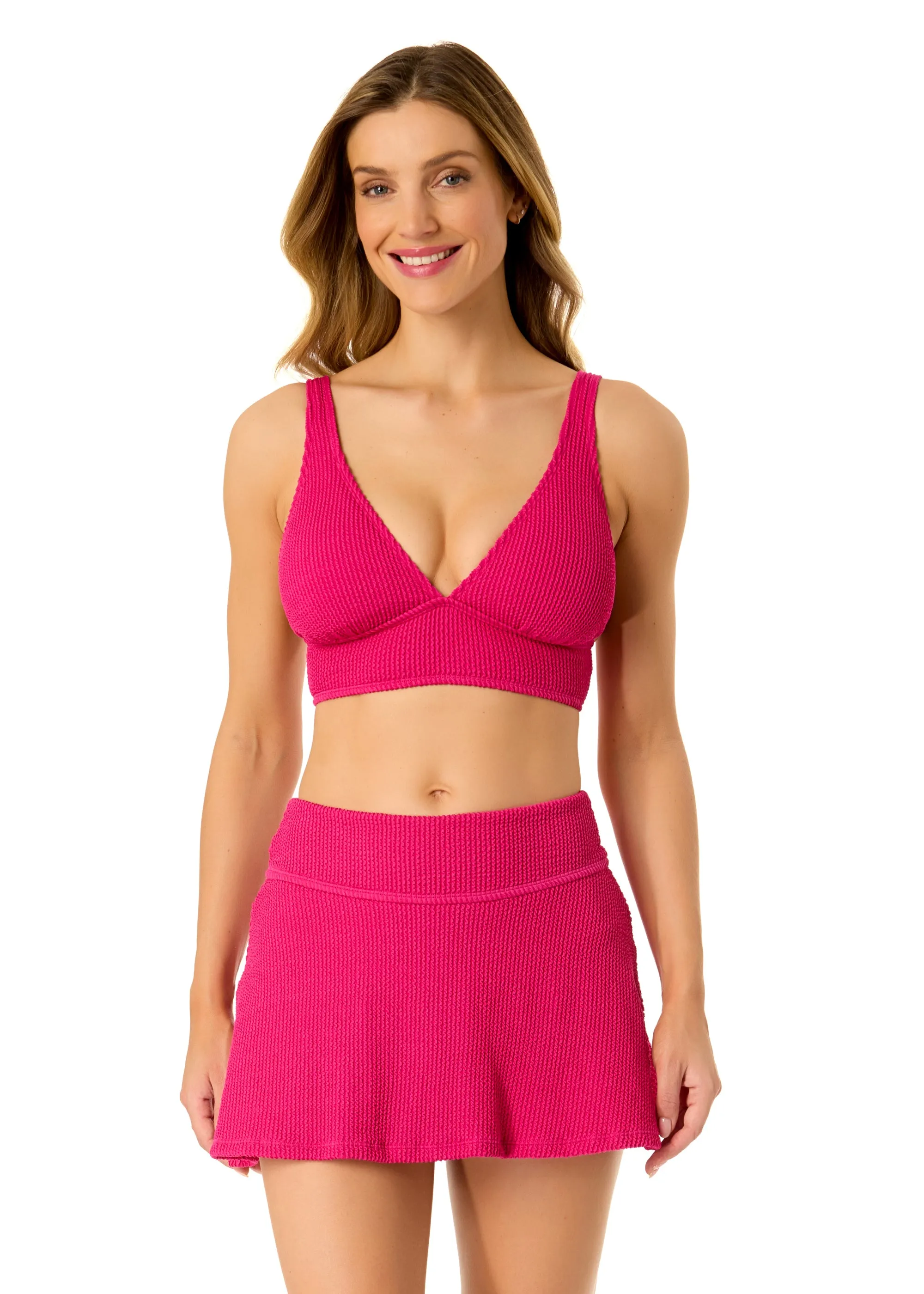 Women's Live In Color Textured Shirred Soft Band Bralette Bikini Swim Top sold by Anne Cole