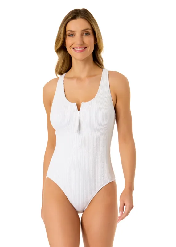 Women's Live In Color Textured Scoop Neck Front Racerback One Piece Swimsuit sold by Anne Cole