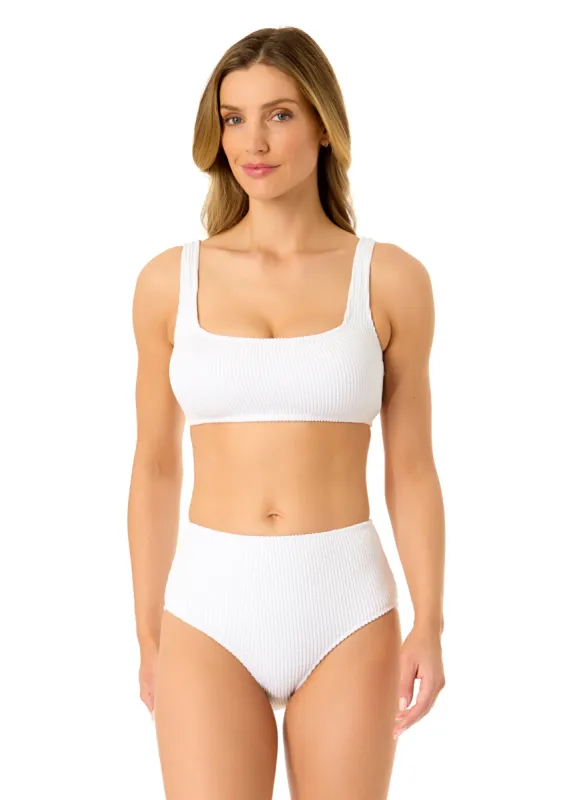 Women's Live In Color Textured Classic Square Neck Bralette Bikini Swim Top sold by Anne Cole