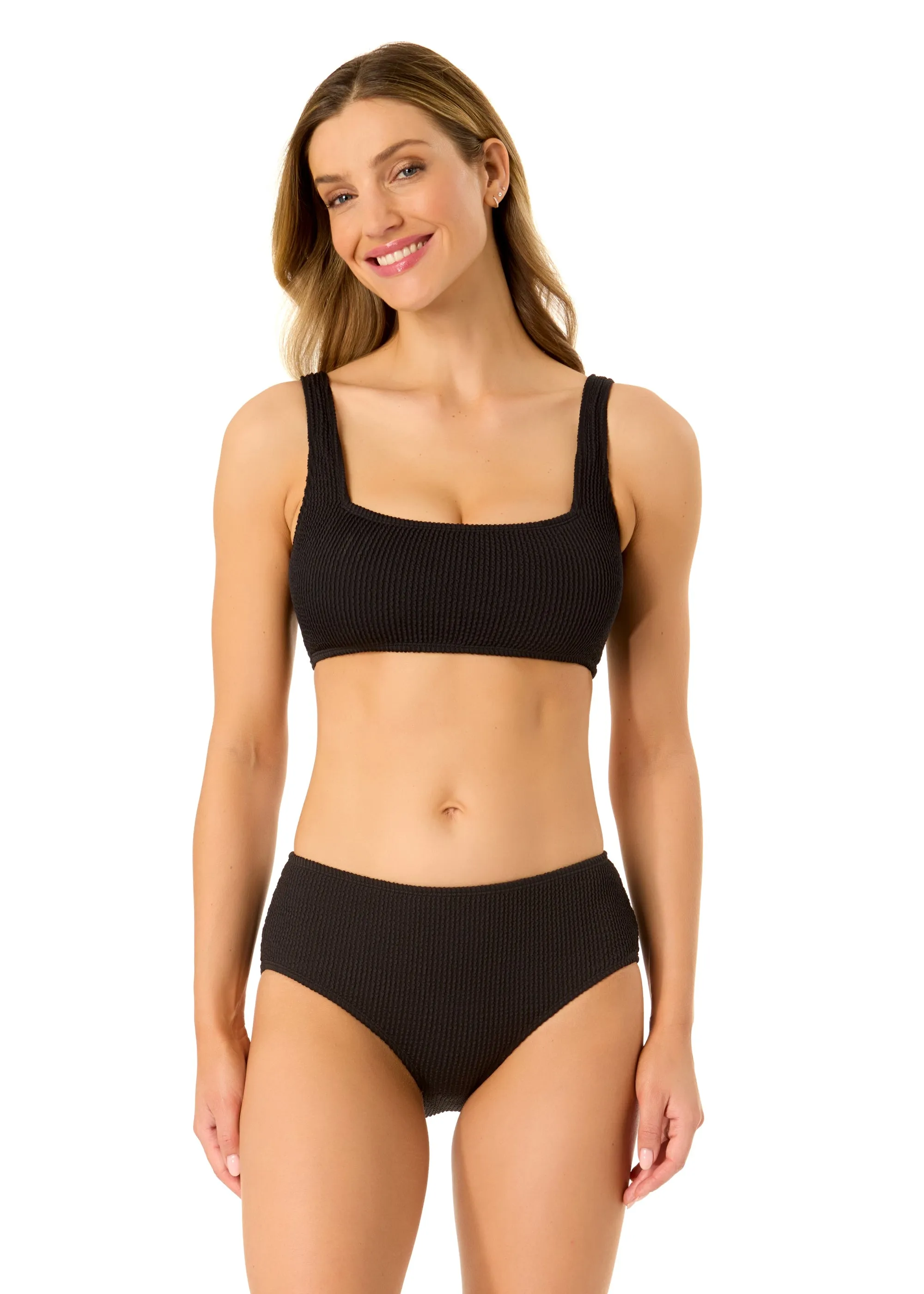 Women's Live In Color Textured Classic Square Neck Bralette Bikini Swim Top sold by Anne Cole