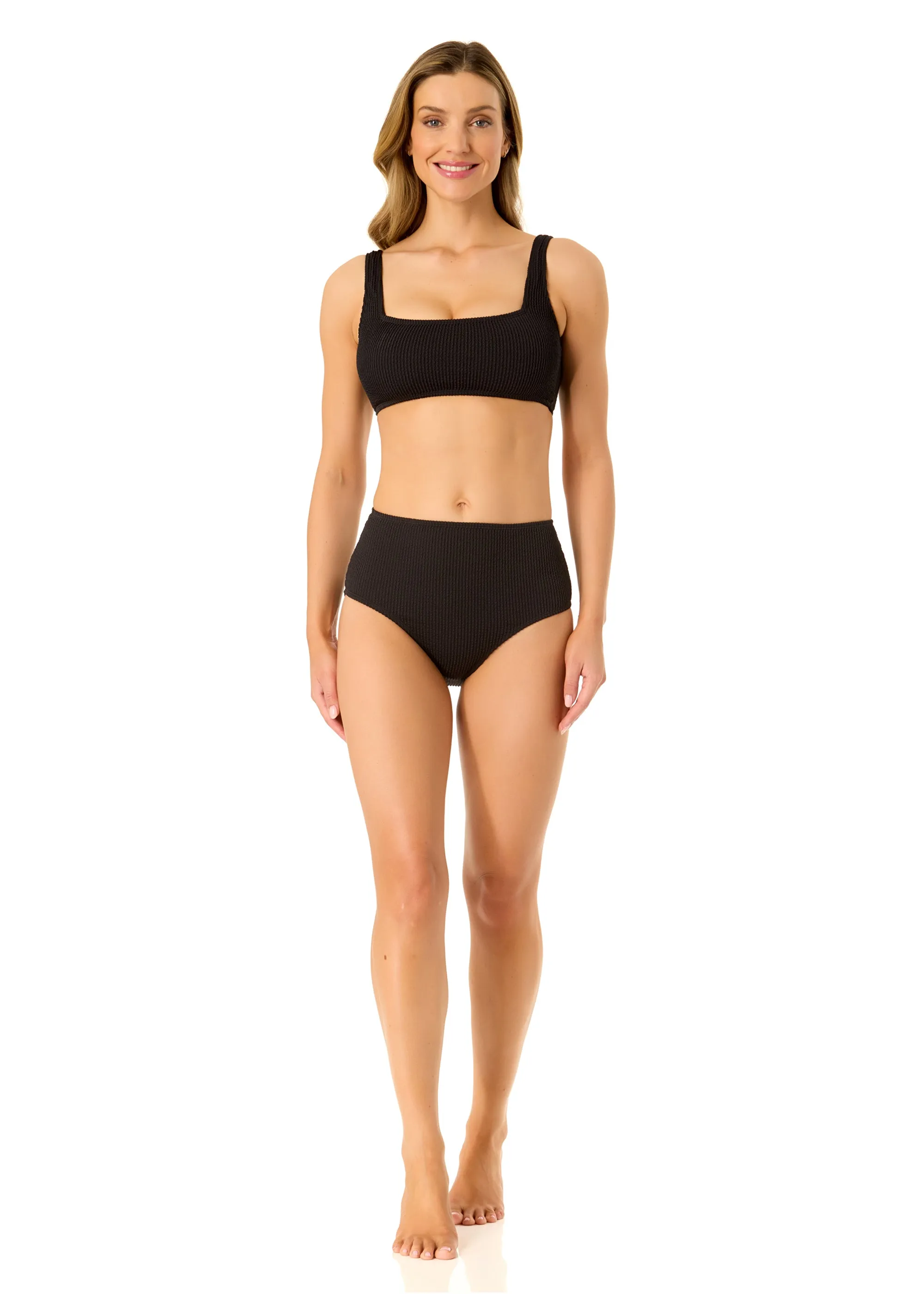 Women's Live In Color Textured Classic Square Neck Bralette Bikini Swim Top sold by Anne Cole product image thumbnail 4