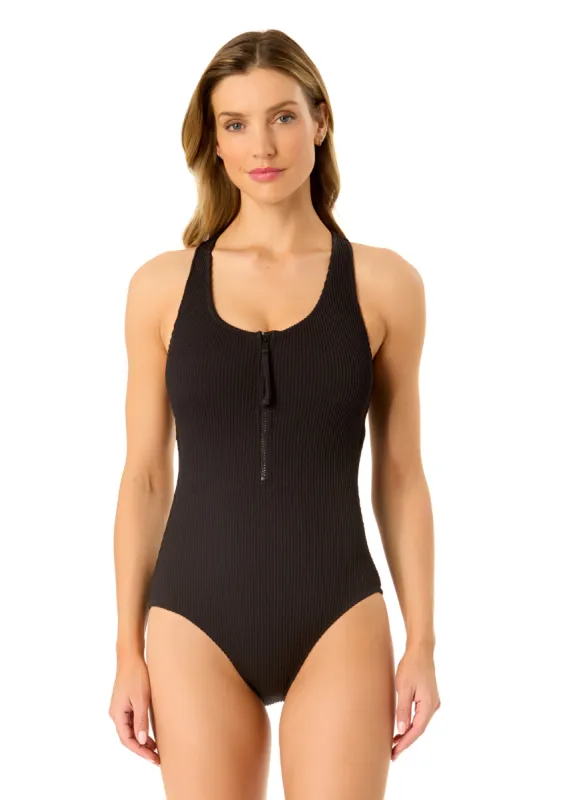 Women's Live In Color Textured Scoop Neck Front Racerback One Piece Swimsuit sold by Anne Cole