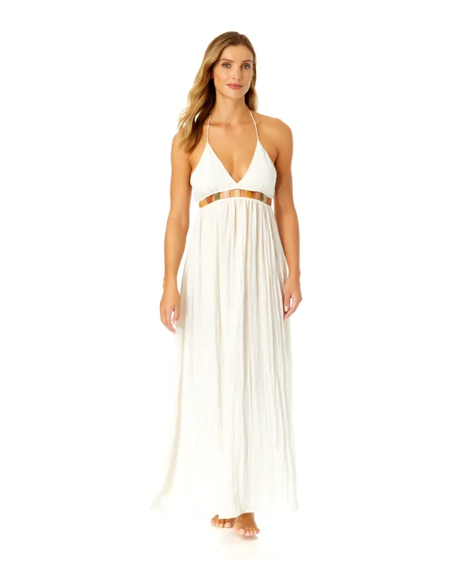 Women's V Neck Jewel Maxi Dress With Spaghetti Straps Cover Up made by Anne Cole