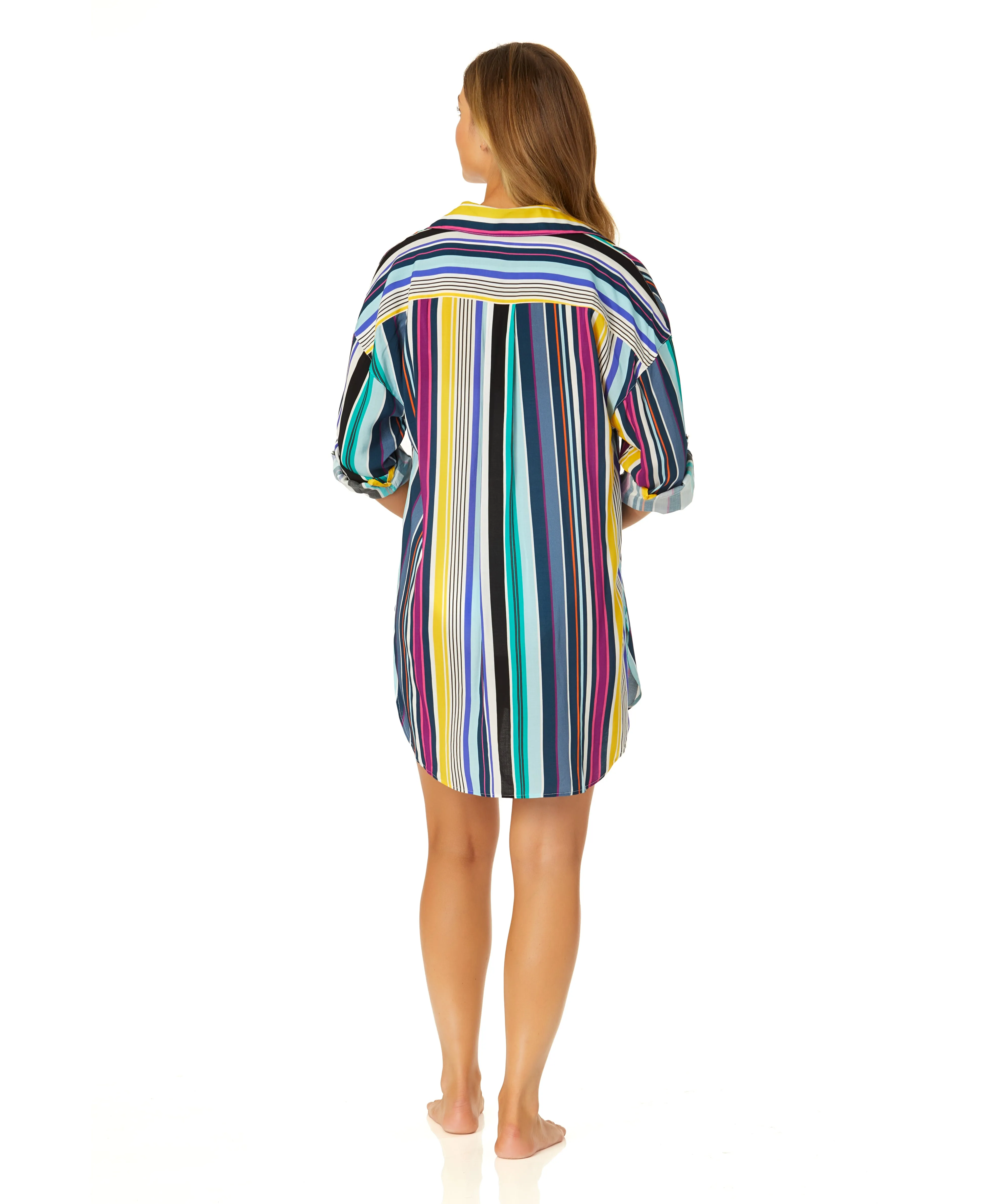 Women's Barcode Stripe Button Down Shirt Swimsuit Cover Up sold by Anne Cole product image thumbnail 5