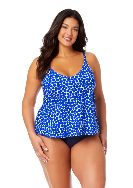 Women's Plus Denim Dot Easy Triangle Tankini Swim Top sold by Anne Cole