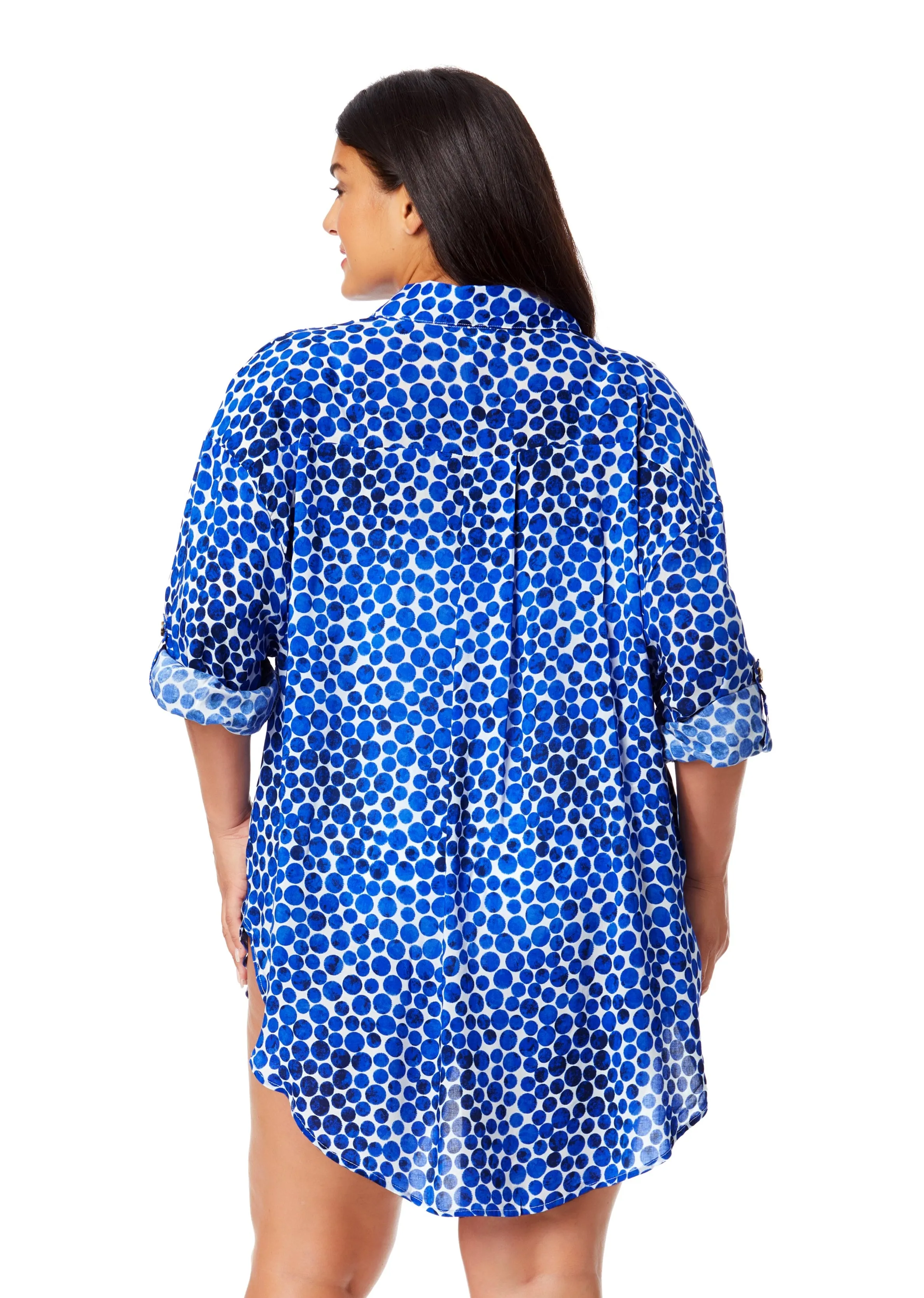Women's Plus Denim Dot Button Down Shirt Swimsuit Cover Up sold by Anne Cole product image thumbnail 2