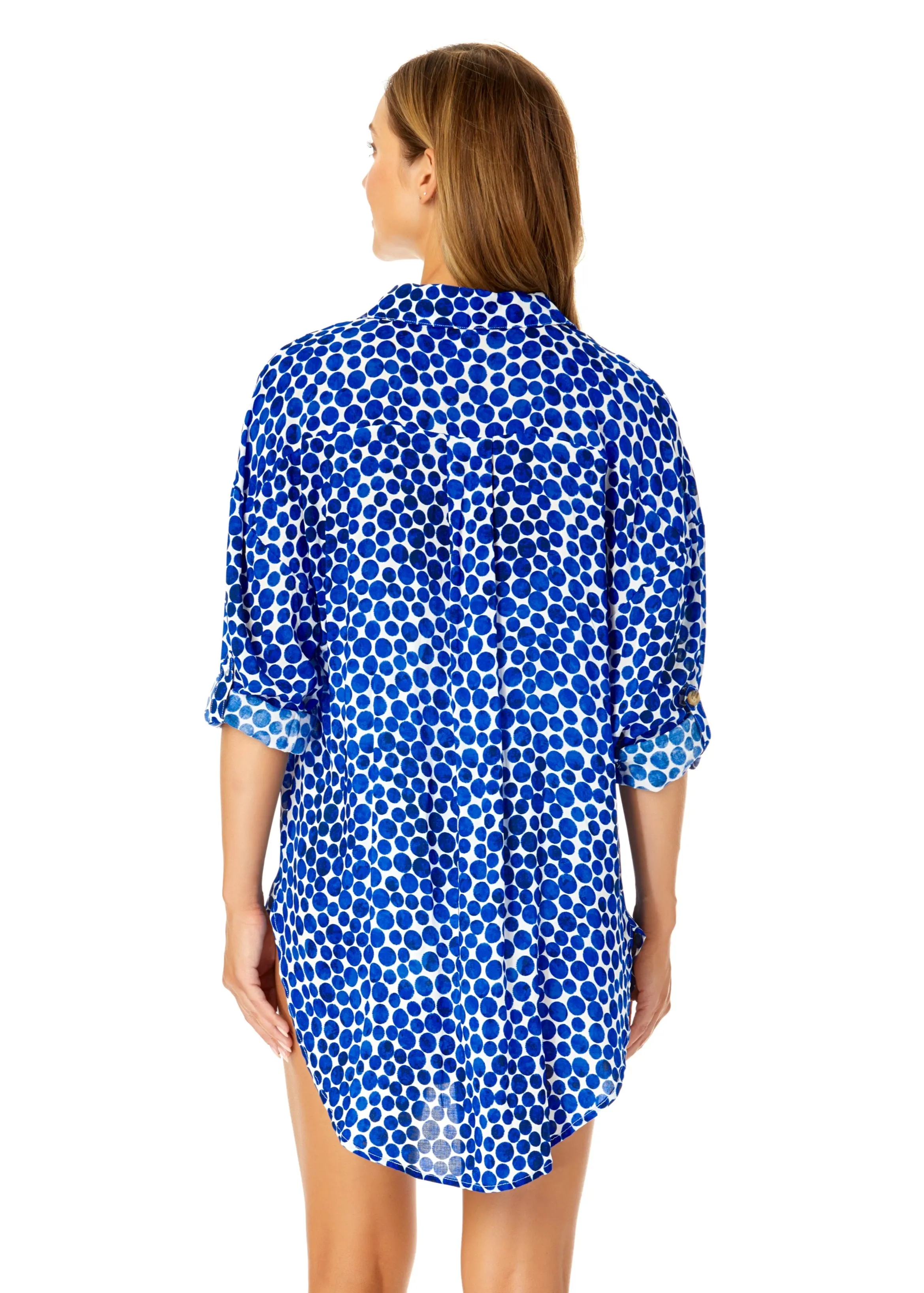 Women's Denim Dot Button Down Shirt Swimsuit Cover Up sold by Anne Cole product image thumbnail 2