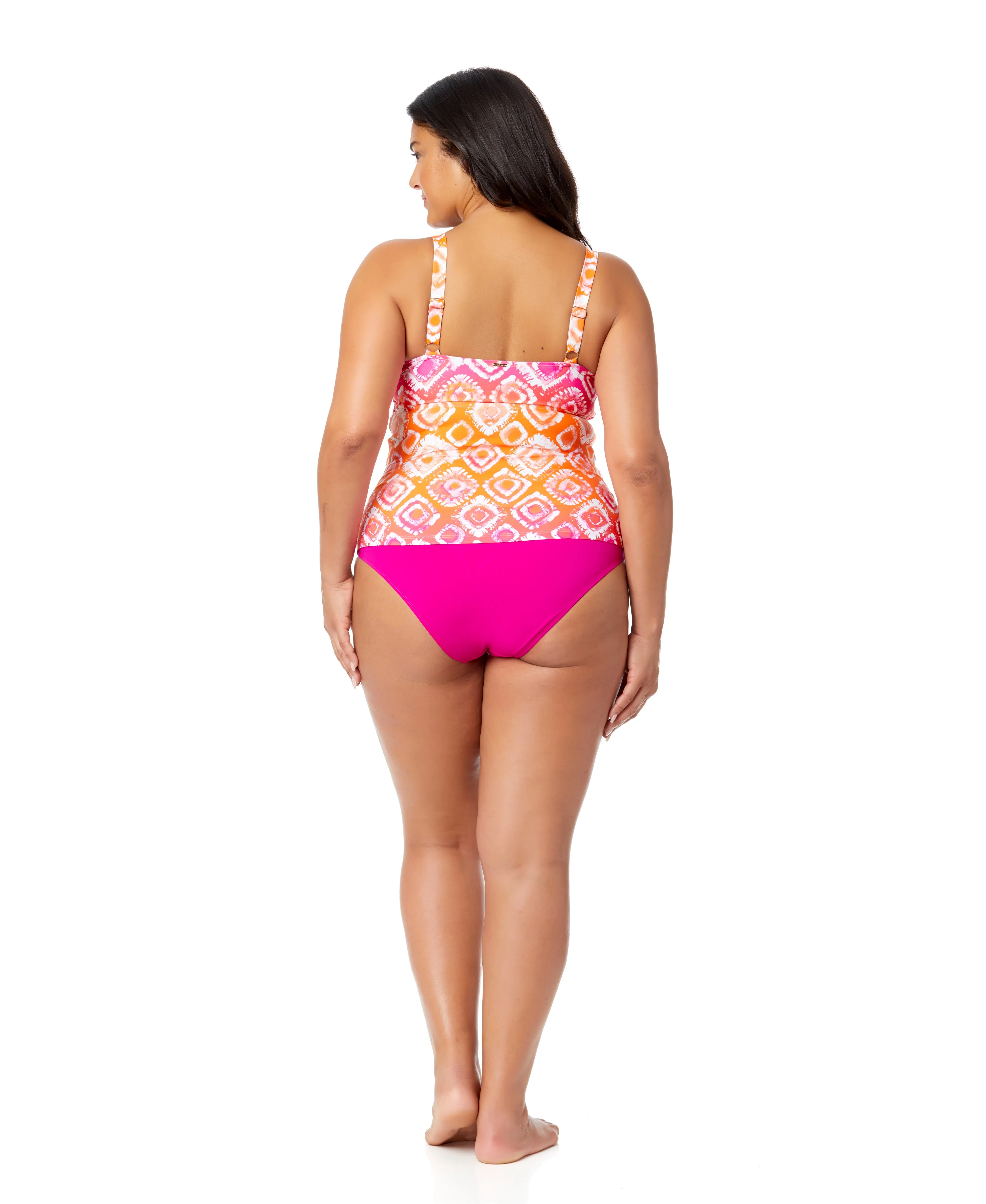 Women's Plus Tie Dye Foulard Hidden Underwire Drape Front Tankini Swim Top sold by Anne Cole product image thumbnail 4