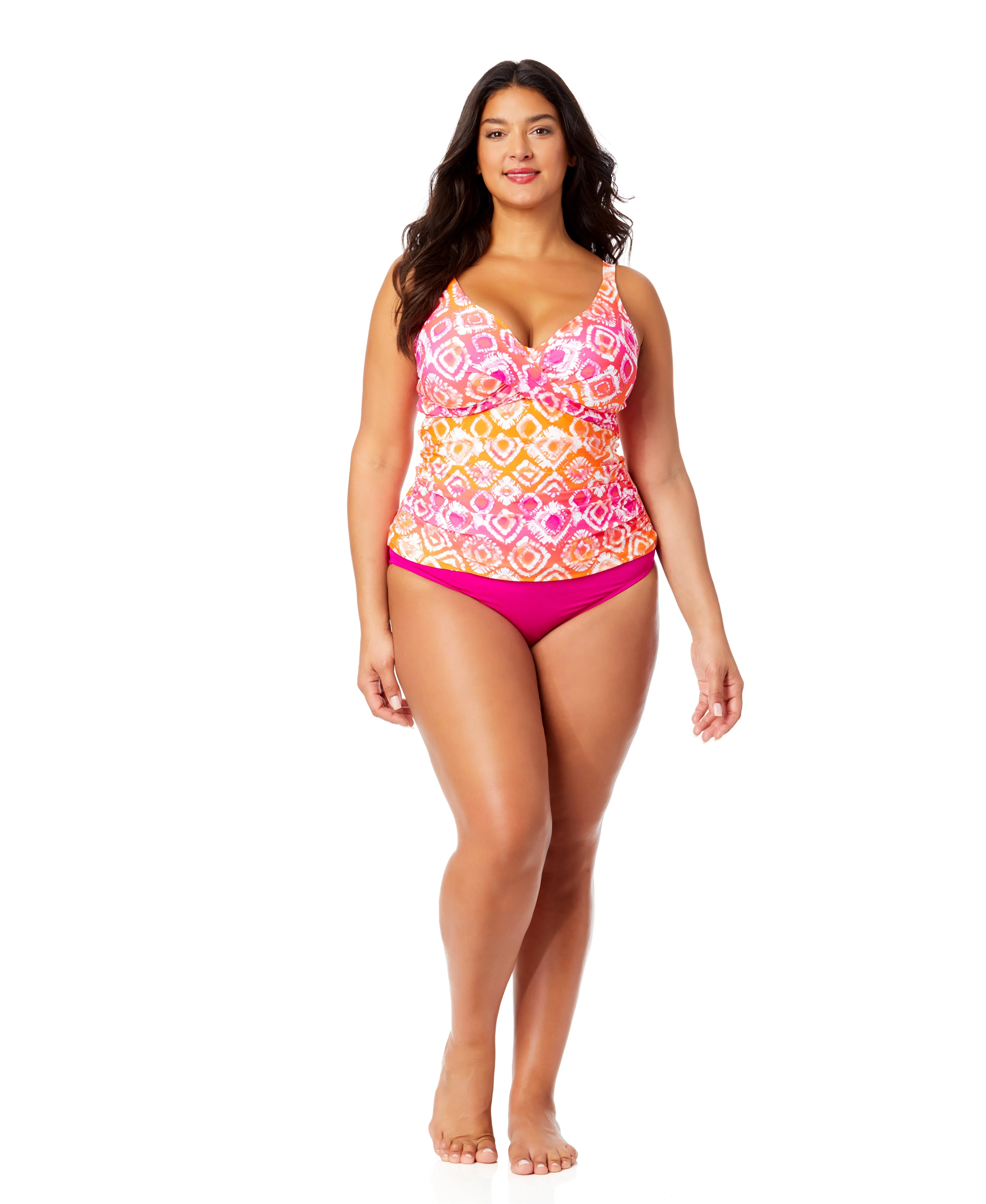 Women's Plus Tie Dye Foulard Hidden Underwire Drape Front Tankini Swim Top sold by Anne Cole product image thumbnail 3