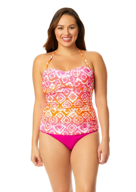 Women's Tie Dye Foulard Twist Front Bandeaukini Swim Top sold by Anne Cole