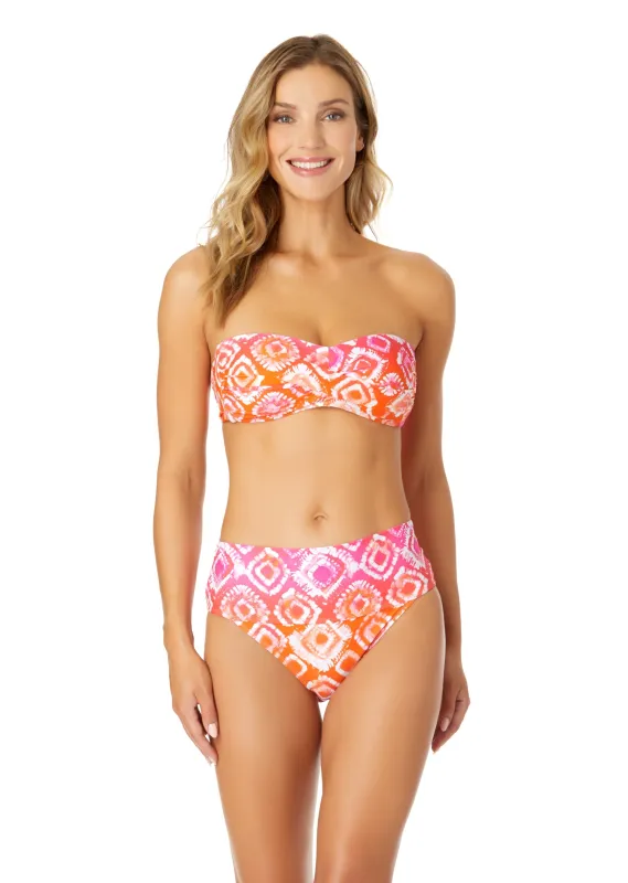 Women's Tie Dye Foulard Twist Bandeau Bikini Swim Top sold by Anne Cole