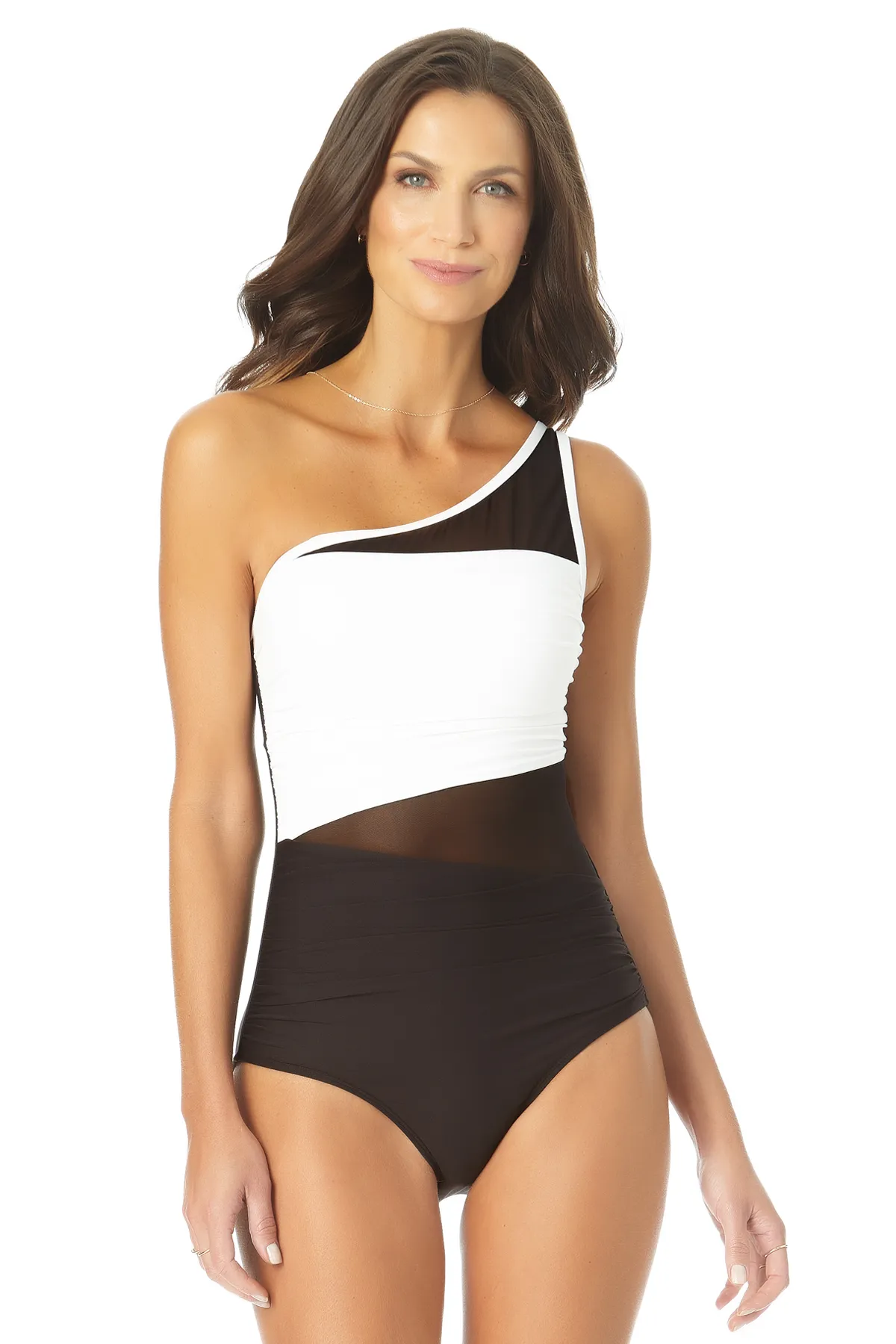 Anne Cole - Assymetrical Mesh One Piece Swimsuit sold by Anne Cole