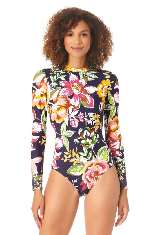 Anne Cole - Long Sleeve Open Back One Piece Rash Guard Swimsuit sold by Anne Cole